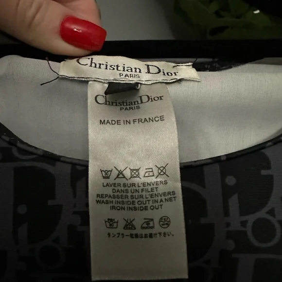 Dior Black Monogram Long Sleeve Crop Top - Picture 3 of 4